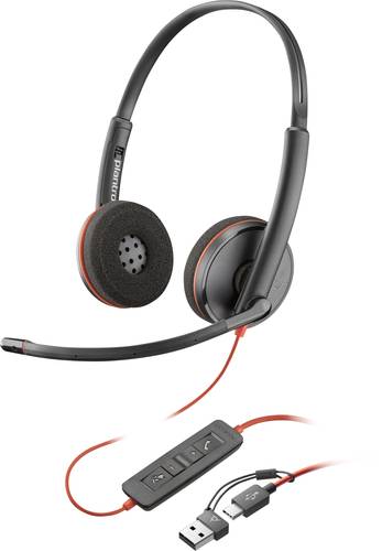 HP Poly Blackwire C3220 Over Ear Headset kabelgebunden Stereo Schwarz Headset, Lautstärkeregelung, Mikrofon-Stummschaltung Computer