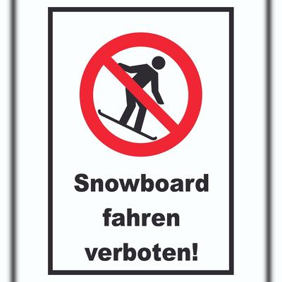 HB-Druck Snowboard fahren verboten Schild A5 Rückseite selbstklebend