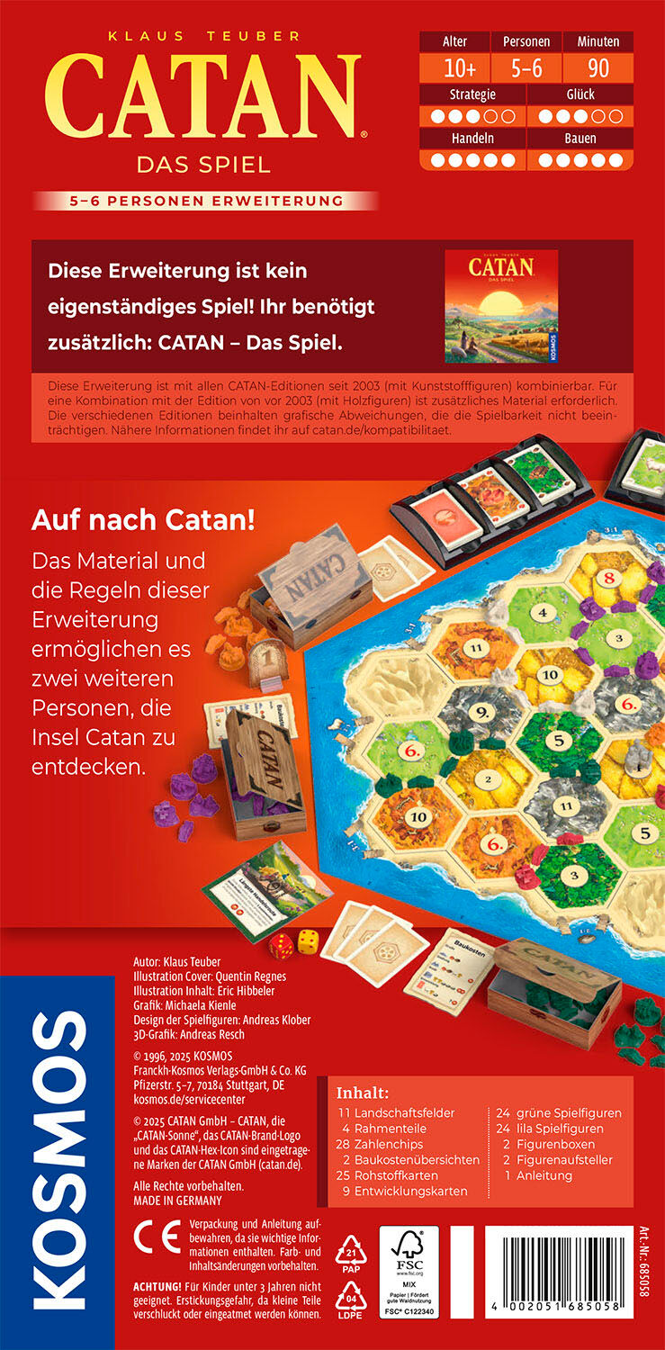 Spiel KOSMOS "CATAN Das Spiel 5/6", bunt, Spiele, Kinder, Spiel, Made in Germany