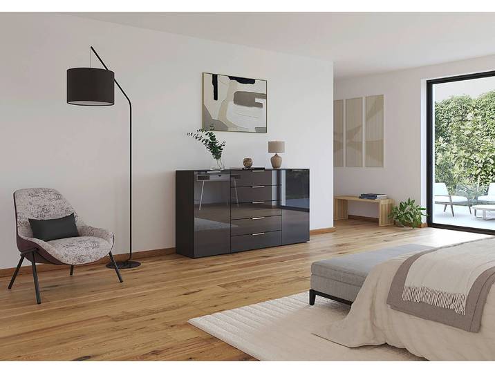 Sideboard Flipp Glas Typ B 180cm Grau/Grau/Silber