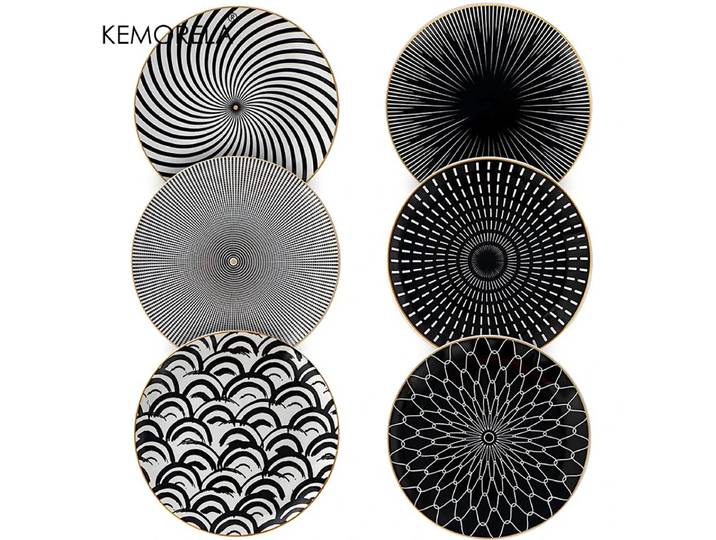 Lot de 6 assiettes de table en céramique Phnom Penh, motif géométrique, 6/10 pouces, assiettes à dîner, assiettes à salade, assiettes à steak en porcelaine