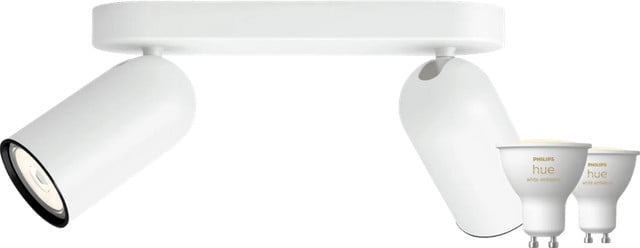 Philips Pongee opbouwspot met 2 Philips Hue White Ambiance GU10 ledspots, wit