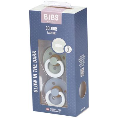 Bibs Fopspeen Symmetric Glowindark Sage - Cloud 0-6 Maanden 2st 2 St Schnuller