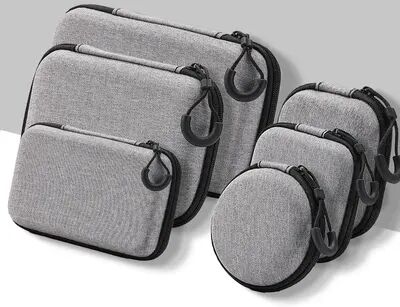 Global Bags Range Mini Grey Digital Product Storage Bag Portable Headphone USB Data Cable Charger U Stick Storage Case Shockproof Protective Case round1
