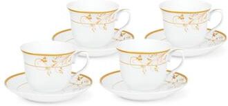 Lorren Home Trend Gold Floral Pattern Tea/Coffee Set for Four
