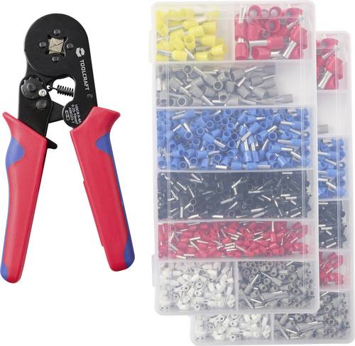 TOOLCRAFT TO-11147304 Crimpzangen-Set Aderendhülsen 0.25 bis 10mm² Inkl. Aderendhülsensortiment
