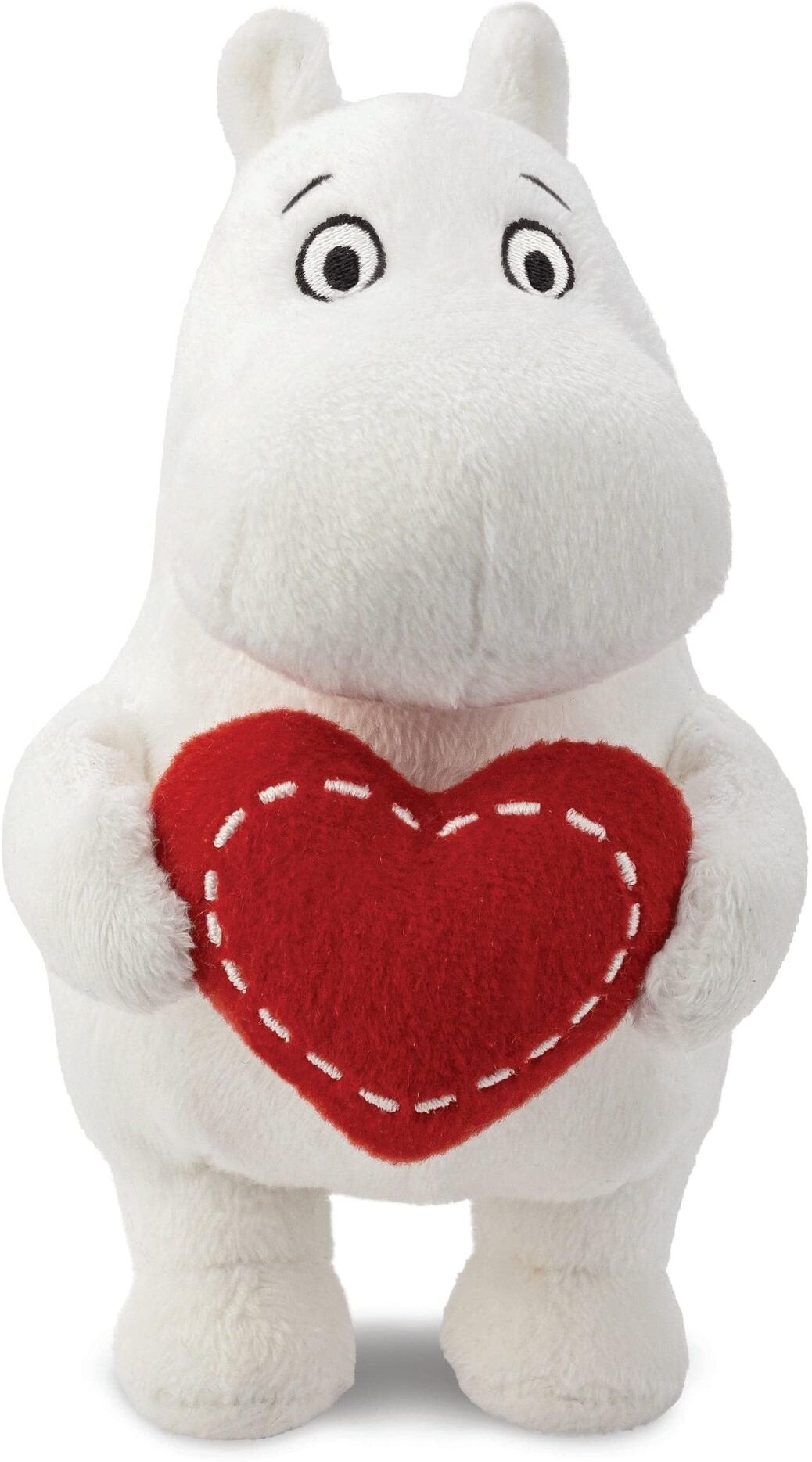 Moomin Plush Standing with Heart 6.5 Inch by Aurora, Soft Recycled Materials, Suitable from Birth