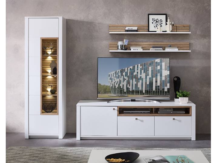 Vitrine éclairée 62 x 202 x 41cm Blanc