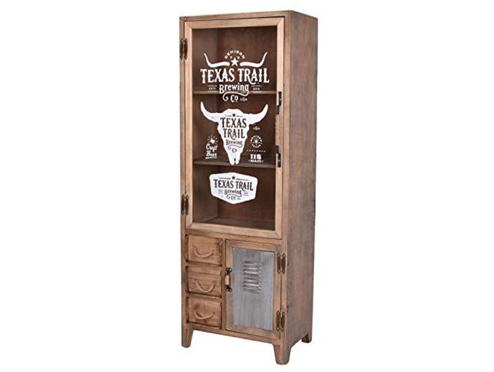 Vitrinenschrank „Industrial Home“ – Loft Highboard Holz, Metall & Glas 3 Schubladen & 2 Türen Vintage Standvitrine lof079 Palazzo Exklusiv