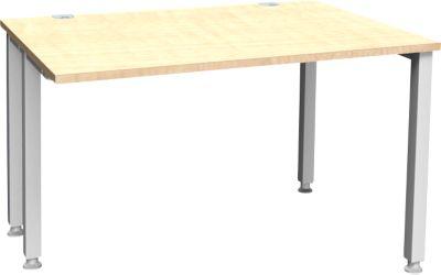 Schäfer Shop Genius Schreibtisch MODENA FLEX, 4-Fuß-Quadratrohr, verkürzte Seitenteile, B 1200 mm, ahorn