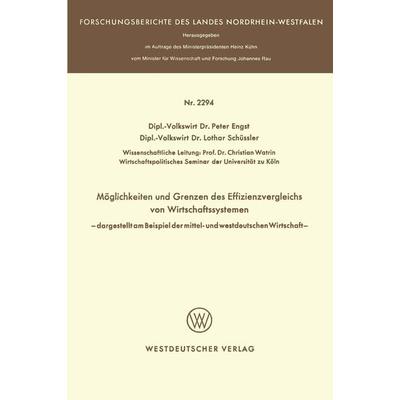 Möglichkeit und Grenzen des Effizienzvergleichs von Wirtschaftssystemen, Taschenbuch von Peter Engst, VS Verlag für Sozialwissenschaften,