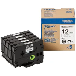 P-TOUCH HGE-231 - High Grade Schriftband, schwarz auf weiß, Multipack, 12 mm