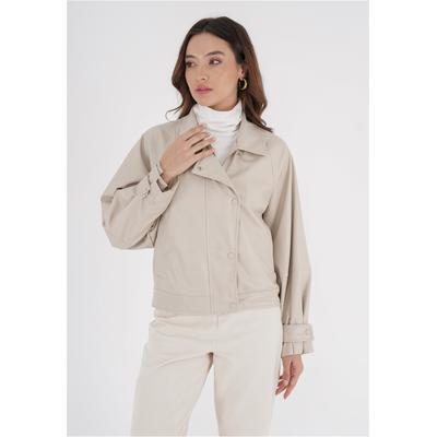 Outdoorjacke FRESHLIONS "Mina", Damen, Gr. M, beige, 100% Polyester, unifarben, lang, Jacken Outdoorjacke, mit Riegeln an den Ärmeln