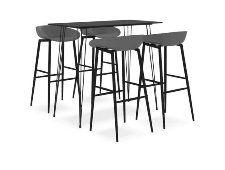 KFPOERTFGD 5-TLG. Bartisch & Barhocker Set, MDF Metall Tresen, Schwarz Modernes Design, Für Küche & Esszimmer, Robuste Konstruktion