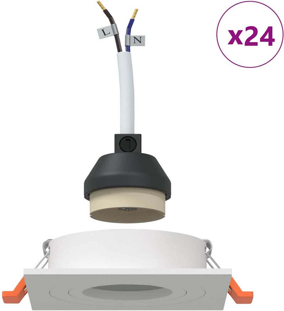 vidaXL Foco 24 uds. Blanco 9 x 9 x 2 cm Aluminio Blanco