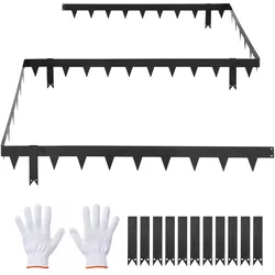 VEVOR Rasenkante, 10er-Pack, 1016x114,3 mm, Beeteinfassung mit 11 Befestigungsclips, Beetbegrenzung aus Verzinktem Stahl, Rasenbleche, Mähkante, Metall Palisade für Blumenbeete & Gartenwege, Schwarz