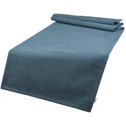 XL-TISCHLÄUFER FarbTon Chenille-Haptik nordlicht-blau 220/40 cm