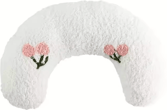 Inspire Picks Moon Shaped Plush Cat Bed Super Soft Donut Sleeping Pillow For Cats & Small Dogs white