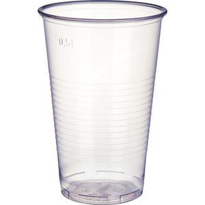 Papstar Trinkbecher 16133 transparent, PP, Kunststoff, Einweg, mit Füllstrich, 0,5 l, 50 Stück
