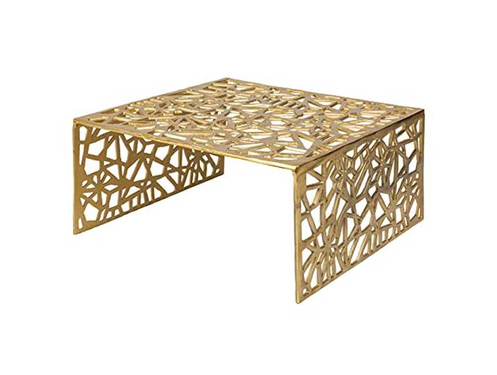 Couchtisch ABSTRACT 60cm - gold - Metall - handgefertigt stabil Montiert, hochwertig, gemütlicher Look, sicherer Stand, Unikat, pflegeleicht