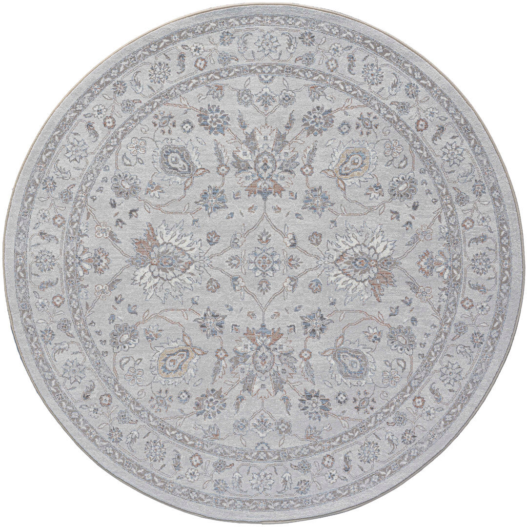 Lily Manor Round Meeks Persian Area Rug Cream/Beige/Grey Round 160cm