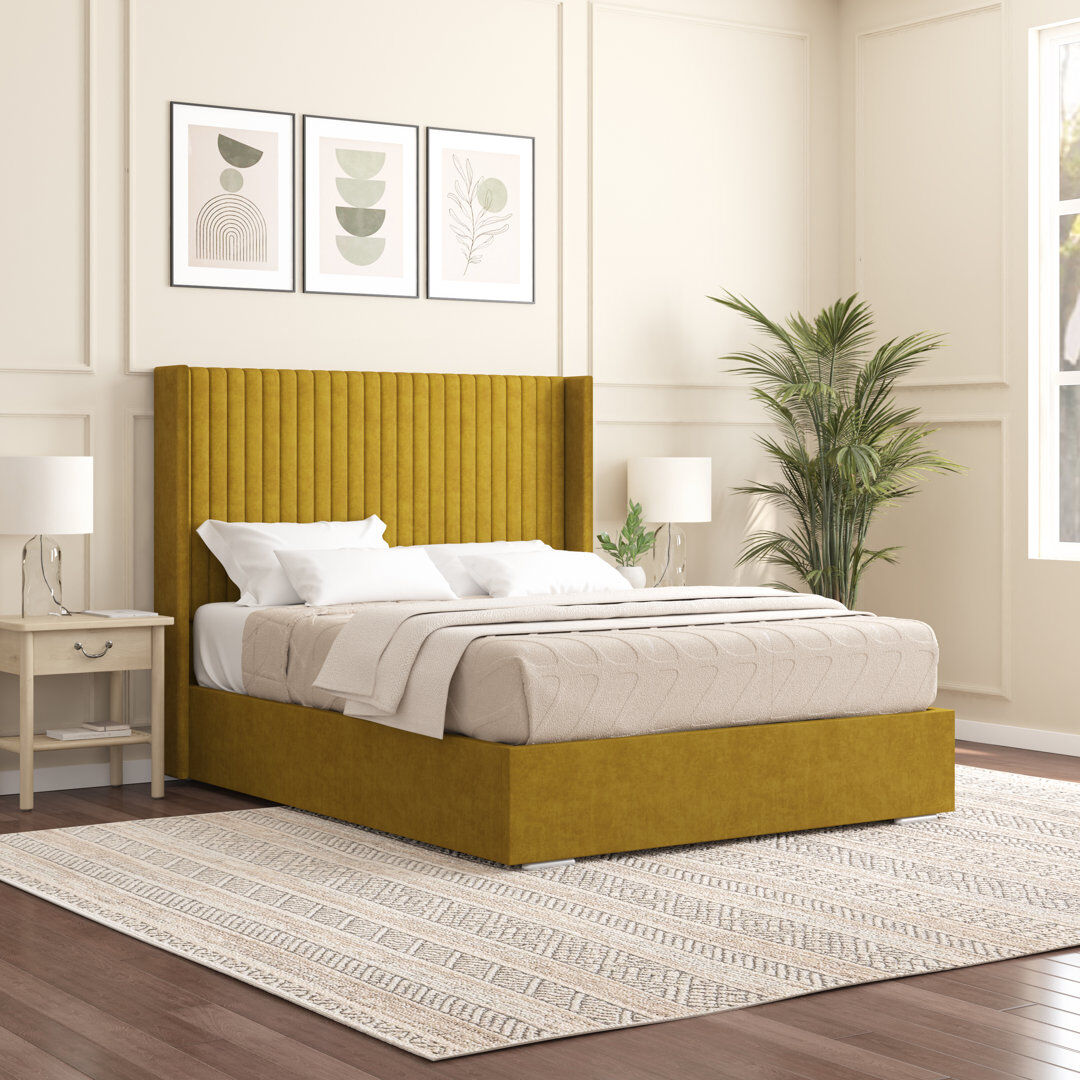 Mercury Shelton Upholstered Bed Frame Turmeric Double (4'6)