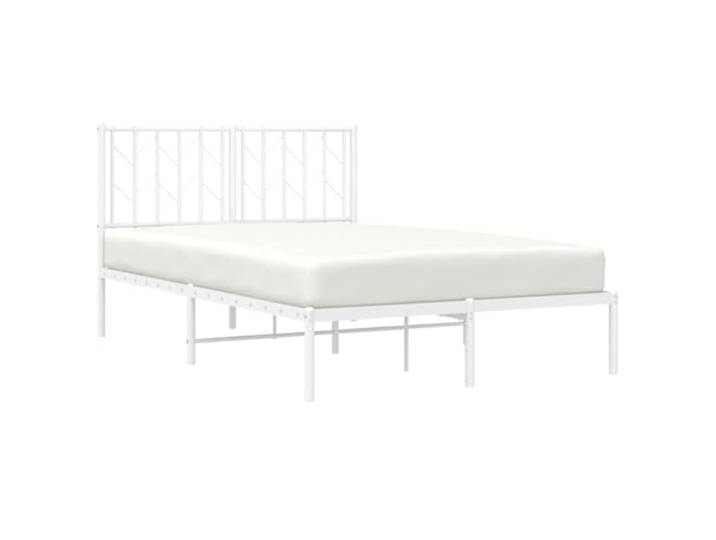 KTHLBRH Bettgestell mit Kopfteil Metall weiß 120 x 190 cm Rahmen aus Stahl, Lattenrost inklusive, Abstand unter 26 cm, für Schlafzimmer