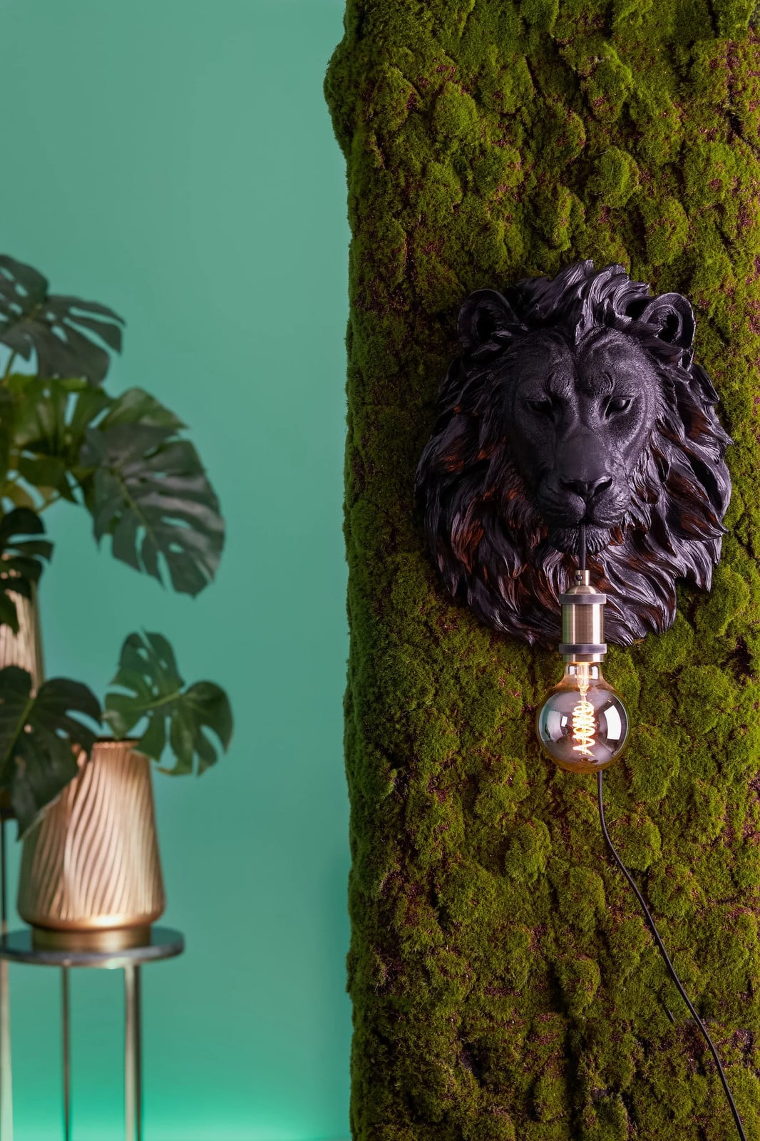 Light en Living Wandlamp LION Zwart B: 33,5 cm, D: 19 cm, H: 40,5 cm