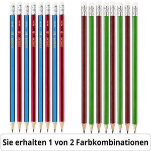 Stylex Bleistift 42021, Härte HB, mit Radiergummi, 8 Stück