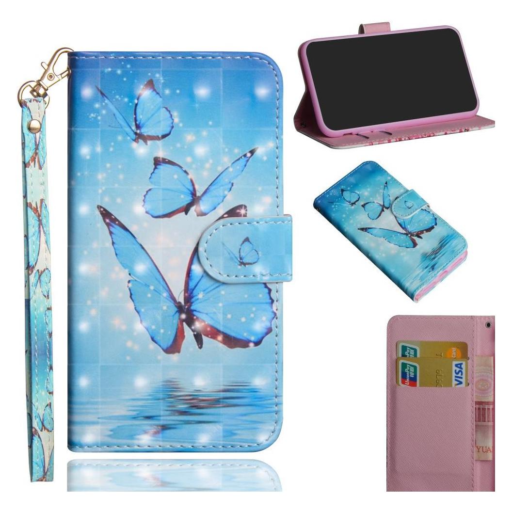 Cover-Discount iPhone 12 Pro Max - Etui Glitzer Effekt Schmetterling blau (Apple iPhone 12 Pro Max) (101122156I)