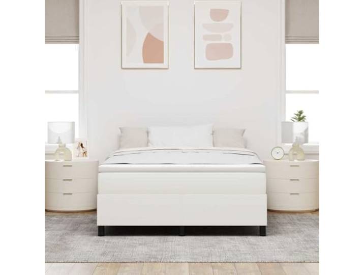 KTHLBRH Zeitgenössisches Bett Platform Creme 160 x 200 cm Feste Latten, massives Kiefernholz, atmungsaktiver Stoff, einfache Montage