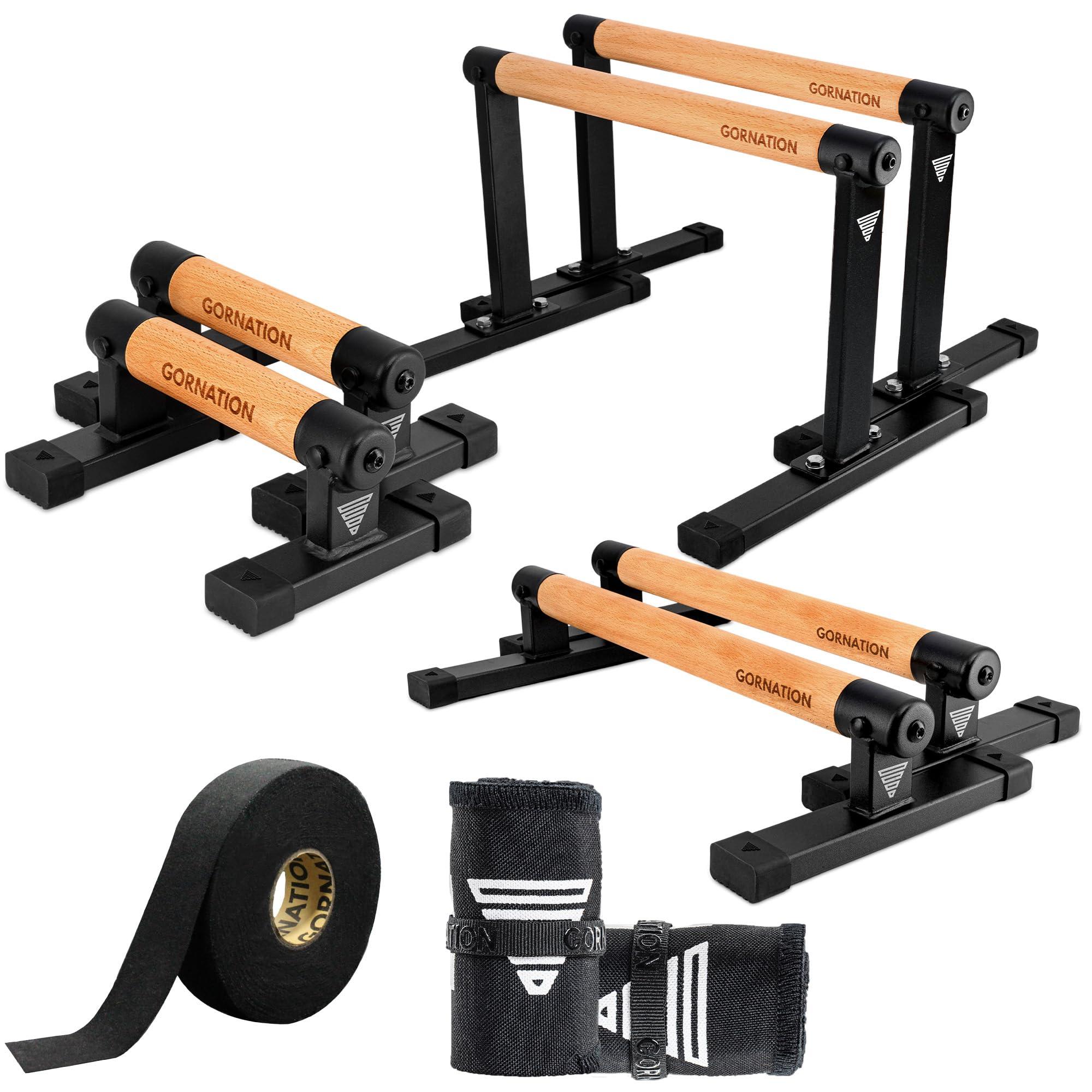 Druckstützen, Parallettenstangen - Holzgriffe und Stahl - für Calisthenics und Fitness