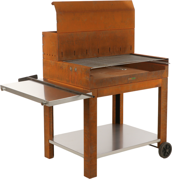 AgriEuro TOP-LINE Folpo  Holzgrills und Holzkohlegrills aus Cortenstahl mit Transportwagen