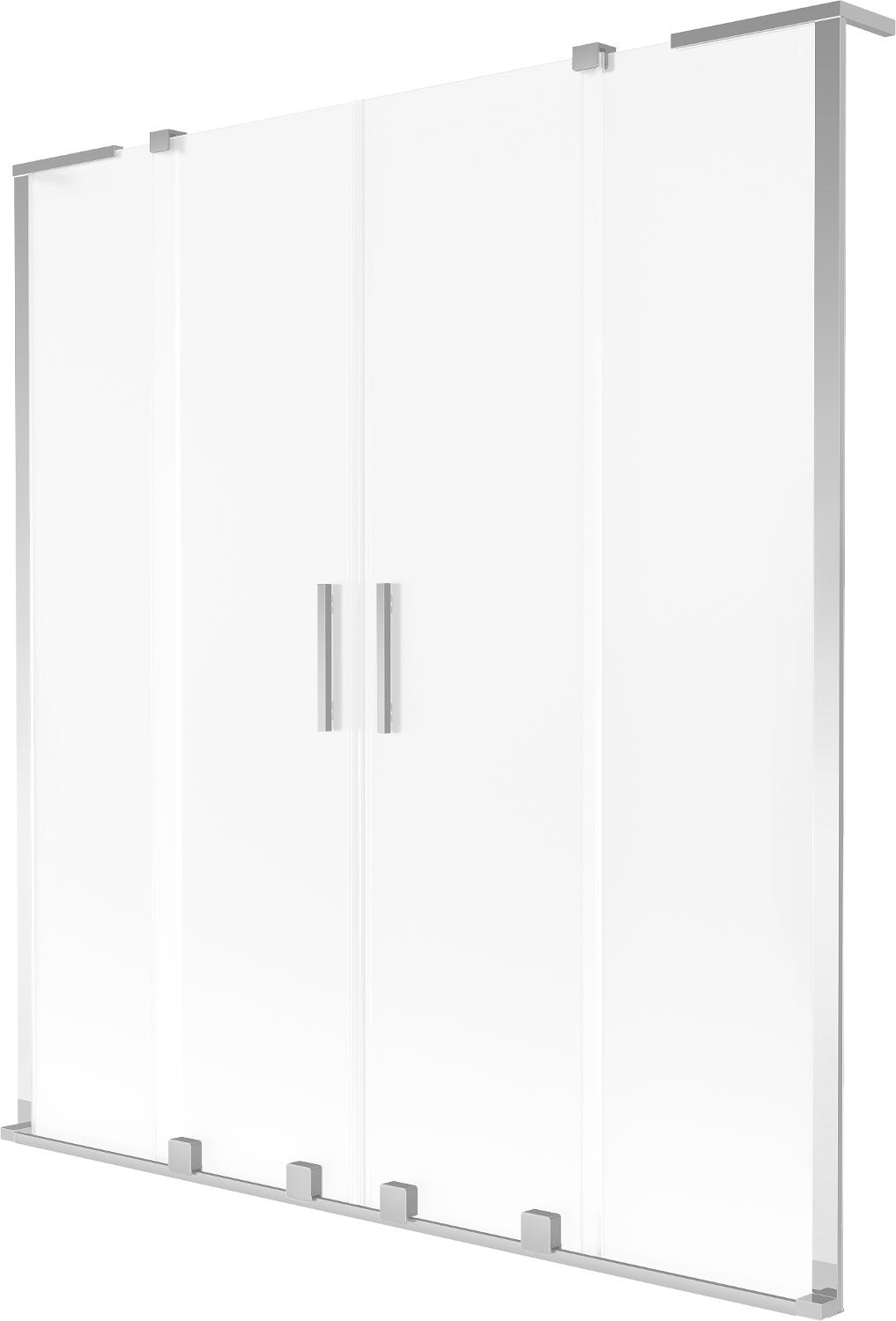 Mexen Velar L Duo Badewannenabtrennung 2-flügelig, verschiebbar 160 x 150 cm, Frost, Chrom - 896-160-003-32-01