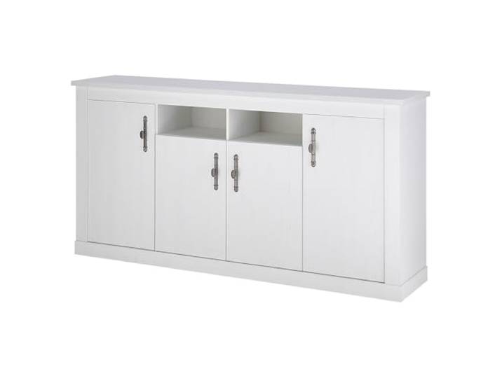 Lomadox Wohnzimmer Esszimmer Sideboard Kommode mit 201 cm Breite in Pinie weiß, 4 Türen, 2 offene Fächer - Landhaus-Stil