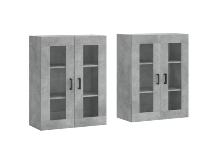 2 Stück Wandschränke Modernes Design Elegante Aufbewahrung 69,5 x 34 x 90 cm aus Holz grau Beton 02_0055431