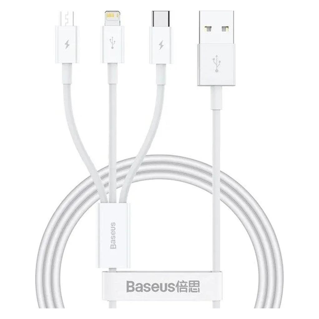 Baseus Silky 3-in-1 USB-A 100W 1.5m Weiss (1.50 m, 100 W) (P10377705213-00)