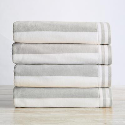 Linery & Co. 100% Cotton Velour Cabana Stripe Oversized Beach Towel.