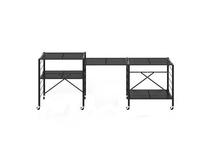 COSTWAY Schwerlastregal, Lagerregal mit Rollen, klappbar, Metall, 34,5x76x153cm
