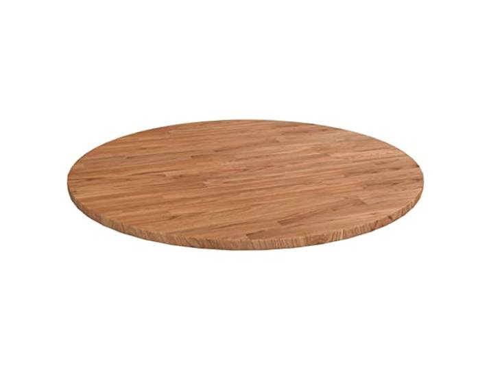 PTUGUOF Runde Eichenholz Tischplatte 90 cm Hellbraun Massivholz, Behandelte Oberfläche, Für Esstisch, Couchtisch, Beistelltisch, Rustikales Design