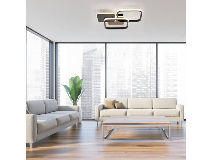 Plafonnier LED SEVENT 36 W\, 3000 K\, 1600 lm\, métal noir et marron\, dimensions : 8\,7 x 46 x 39\,4 cm\, IP20\, Leuchten Direkt