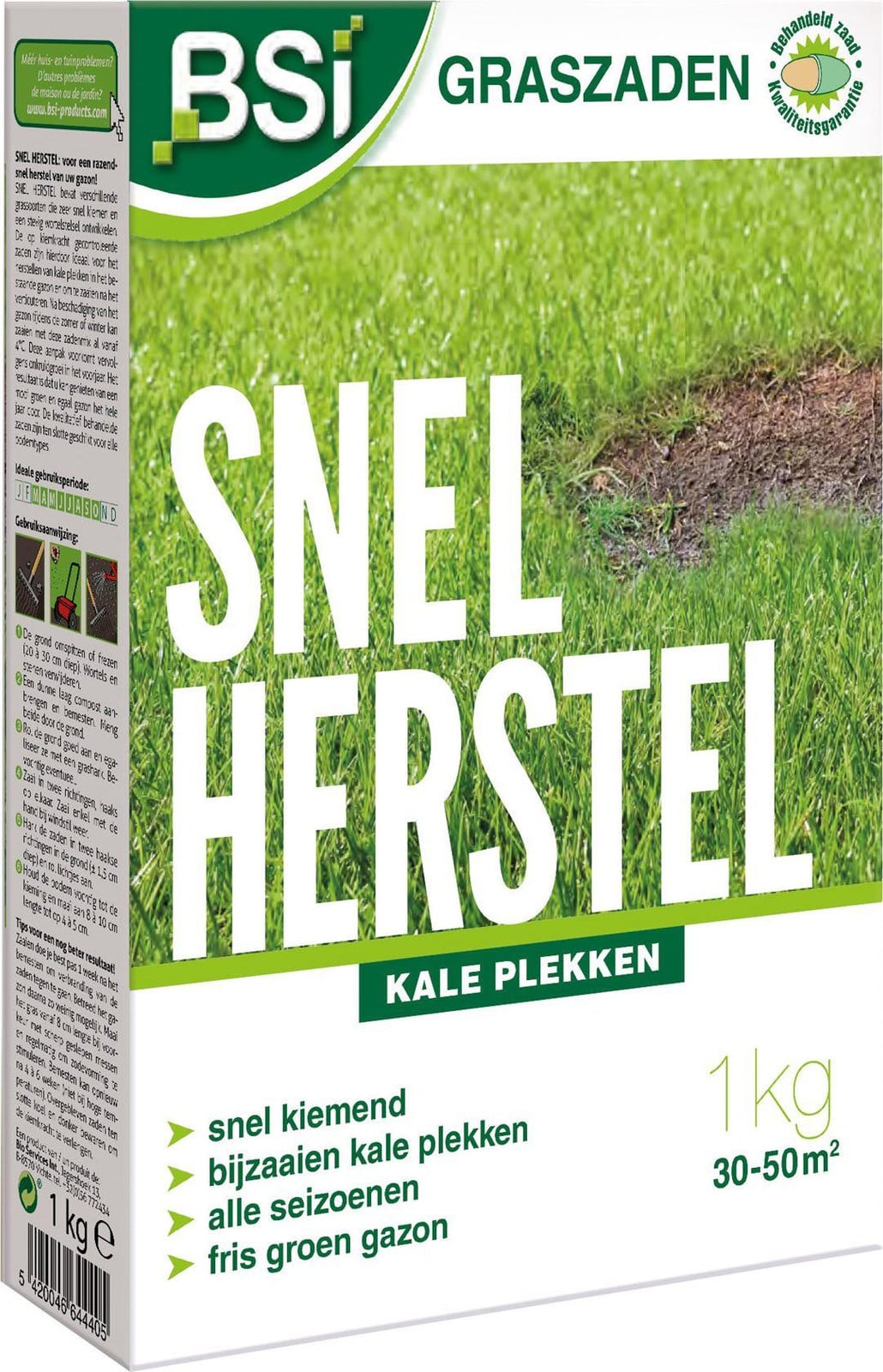 BSI Graszaad 1 kg voor het snel bijzaaien van kale plekken in je gazon
