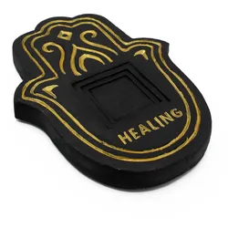 Healling Incense Plate - Black & Gold Lava-Stone