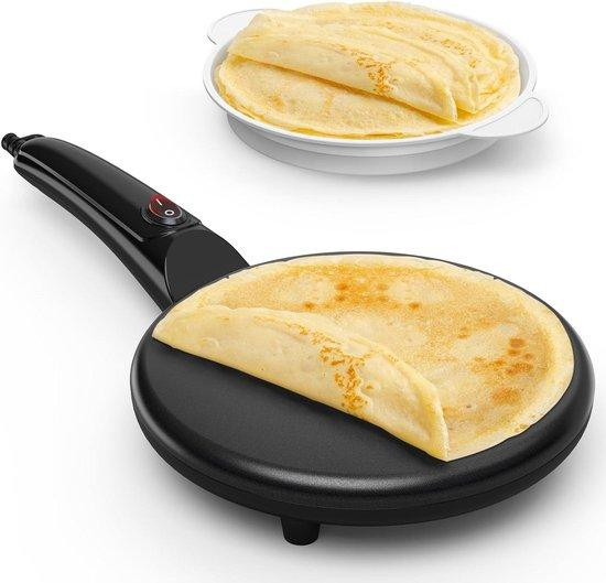 WAN Elektrische pannenkoekenpan met antiaanbaklaag, 800 W, draagbare rotimachine met cool-touch handvat
