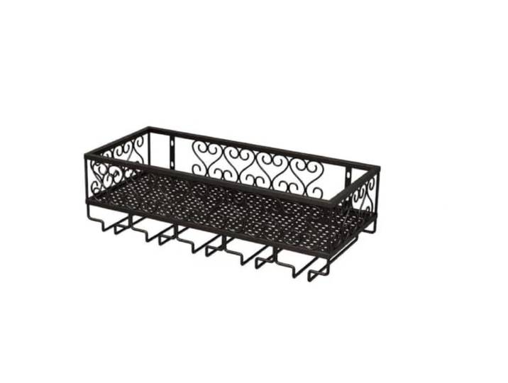 Cenz-888 Weinregal Vintage Wandmontiertes Rotweinregal(Schwarz,XL)