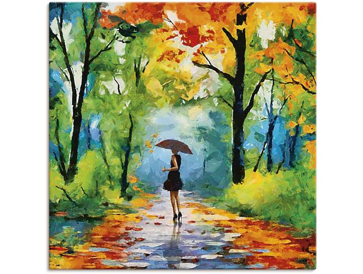 Wandbild ARTLAND Herbstlicher Spaziergang im Park , bunt (farbe bild(er): bunt), B:40cm H:40cm, Bilder, Wandbild, als Alubild, Leinwandbild, Poster in verschied. Grössen