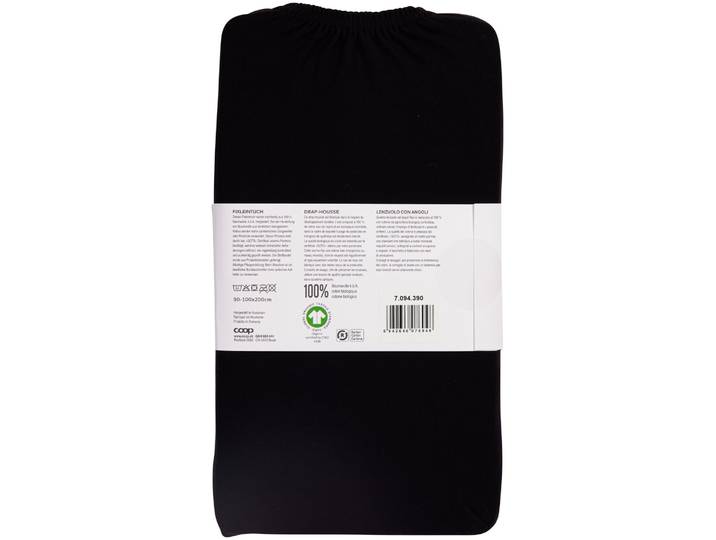 Inhouse Fixleintuch Gots Jersey 90x200 schwarz
