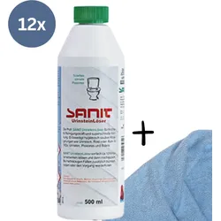 BADfabrik24 Sanit Urinsteinlöser Flasche 500 ml 3031 12 Stück + Mikrofasertuch 4...