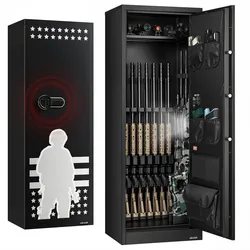VEVOR Gewehrschrank Langwaffenschrank für 10-12 Gewehre, Gewehrtresor mit  4 Pistolentaschen & 3 verstellbaren Regalen, großer Waffenschrank mit Schlüssel & Passwortschloss, Montage erforderlich