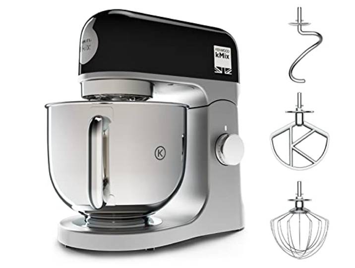 Kenwood KMix - Küchenmaschine 1000W 5L Edelstahl 6 Stufen Schwarz Küchenmaschine, Unterheben, Sicherheitssystem, K-Haken, Knethaken, Schneebesen, Spritzschutz, Spülmaschinenfest, KMX750BK